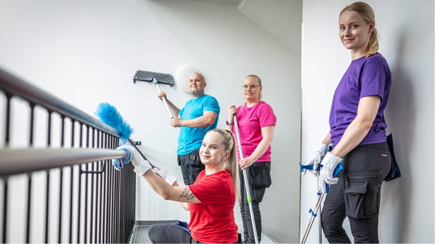 Taloyhtiön yhteisten tilojen siivousta